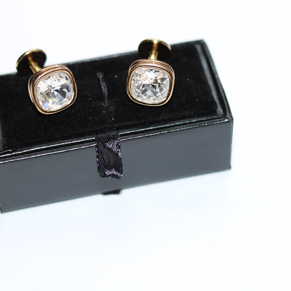 Swarovski crystal cufflinks gold tone